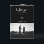 Black White Script Photo Wedding Order of Service Program<br><div class="desc">A beautiful black and white calligraphy script design showcasing the couple's photo. A modern wedding couple photo design with simple minimalistic elements. An ideal wedding modern order of service program design for anyone who loves script calligraphy, black and white designs and photo picture wedding stationery. Matching wedding invitations and other...</div>