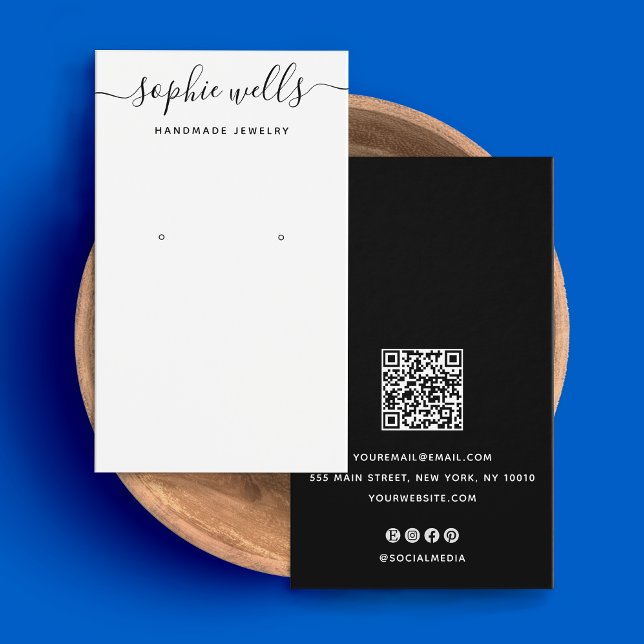  Black White Script QR Code Earring Display (Creator Uploaded)
