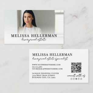 Black White Script Real Estate Business Card