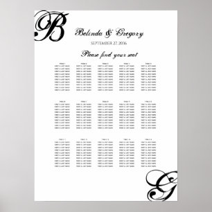 Black & White Script Wedding Seating Chart