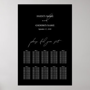 Black White Script Wedding Seating Chart