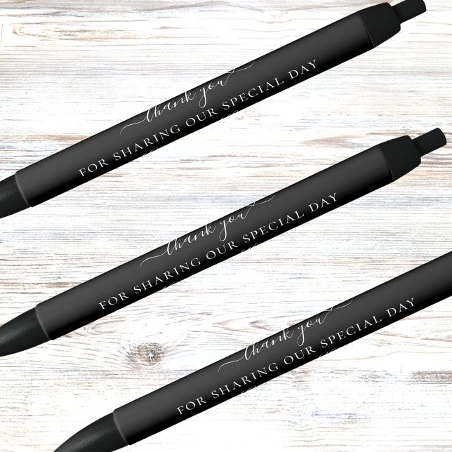 Black white script wedding thank you black ink pen (Creator Uploaded)