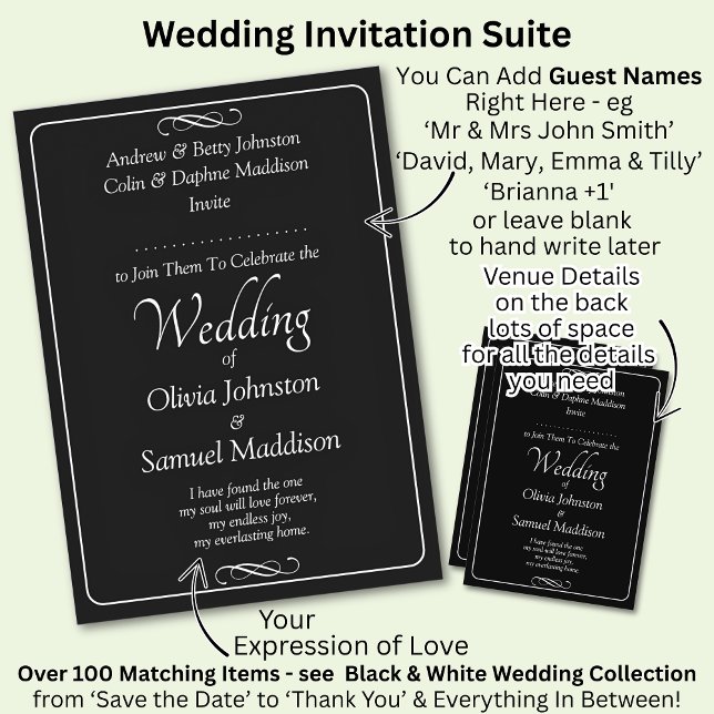 Black & White Script with Infinity Scroll Wedding Invitation (Creator Uploaded)