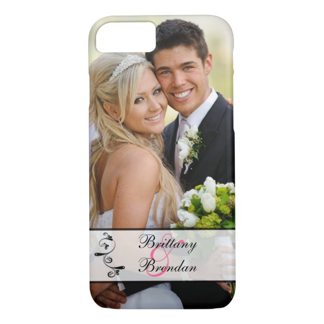 Black, White Scroll Custom Photo iPhone 7 Case (Back)