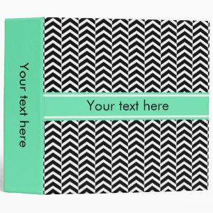Black, White Sea Foam Chevron Pattern Binder