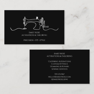 Black White Sewing Tailor Alterations Business Card