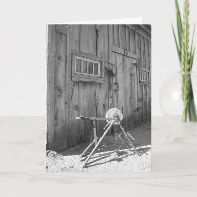 “Black & White Sharpening Wheel #1” Birthday Card (Front)