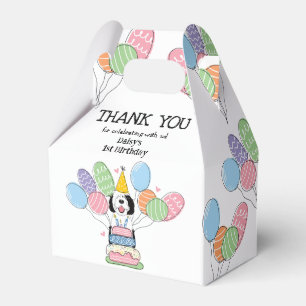 Black & White Sheepadoodle Birthday Thank You Favor Box