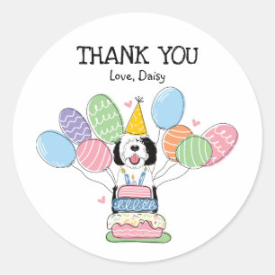 Black & White Sheepadoodle Favour Tags Sticker