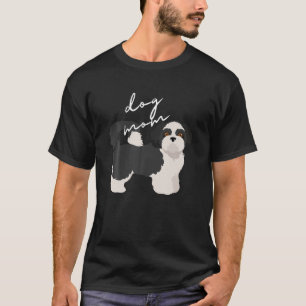 Black White Shih Tzu Dog Mom Woman T Shirt