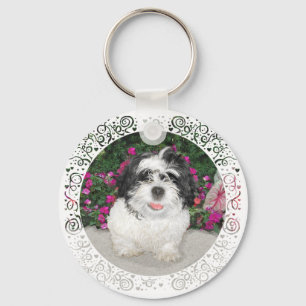 Black & White Shih Tzu Puppy Rescue Dog Keychain