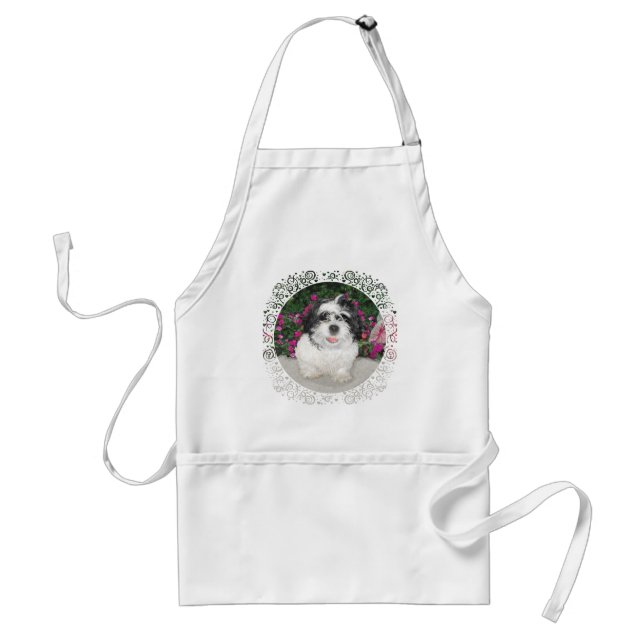 Black & White Shih Tzu Puppy Rescue Dog Standard Apron (Front)