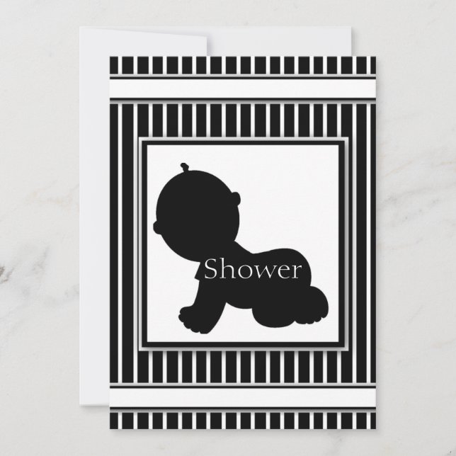 Black & White Silhouette Baby Shower Invitations (Front)