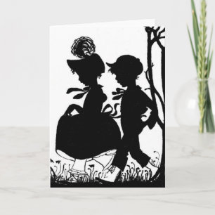 Black & White Silhoutte Children Greeting Card
