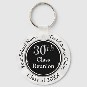 Black, White, Silver 30 Year Class Reunion Ideas Keychain