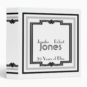 Black White silver Art Deco Anniversary Binder