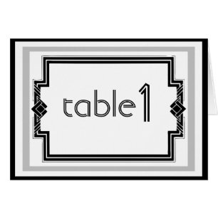 Black White Silver Art Deco Table Number tent card
