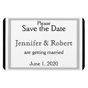 Black White Silver Art Deco Wedding Save the Date Magnet