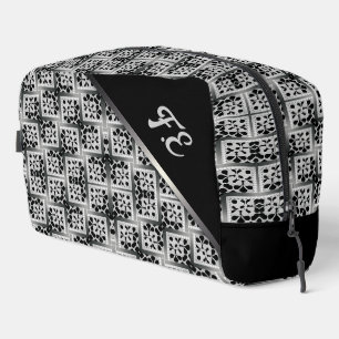 Black White + Silver carré Motif Monogramme Sacs