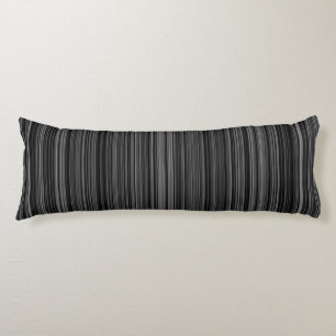 Black white silver grey retro stripe  body pillow