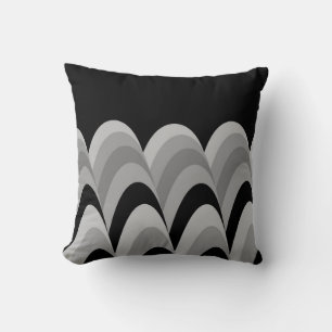 Black White Silver Grey Stylish Pattern Throw Pillow