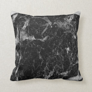 Black White & Silver Marble Modern Glam Throw Pillow