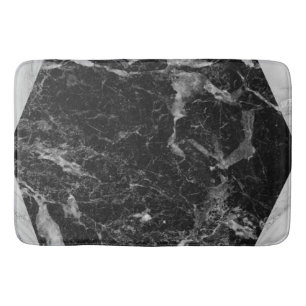 Black White & Silver Marble Modern Glam Trendy Bath Mat