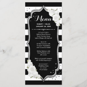 Black White Silver Menu Card