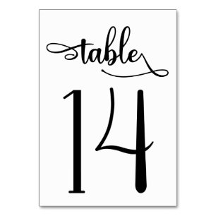Black white simple 3.5x5 table number   Table 14