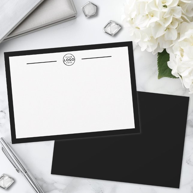 Black White Simple Business Logo Card (Black White Simple Business Logo Note Card)