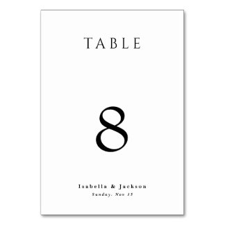 Black & White Simple Elegant Chic Wedding Table Number