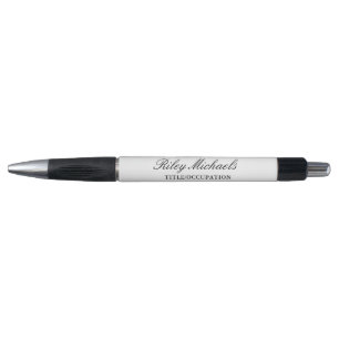 Black White Simple Elegant Monogram Name Title Pen