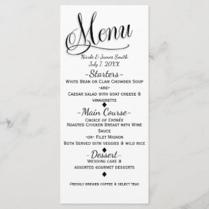 Black & White Simple Elegant Wedding Menu Card