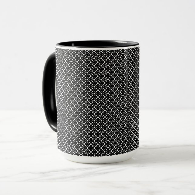 Black White Simple Geometric Pattern Mug (Front Left)