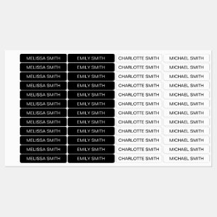 Black White Simple Kids Waterproof Name Labels