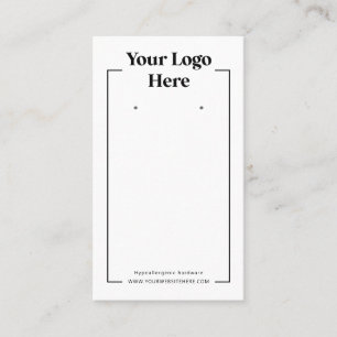 Black White Simple Logo Earring Display Card