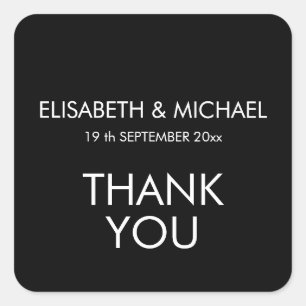 Black white simple minimalist trendy elegant square sticker