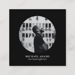 Black & White Simple Modern Photo Social Media Squ Square Business Card