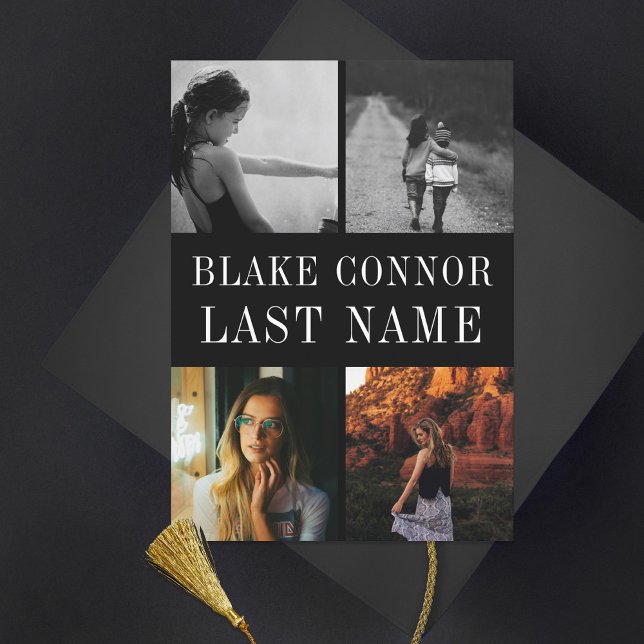 Black White Simple name graduation photo  Announcement (Creator Uploaded)