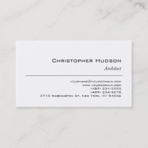 Black White Simple Plain Architect Business Card