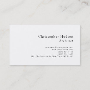 Black White Simple Plain Architect Business Card