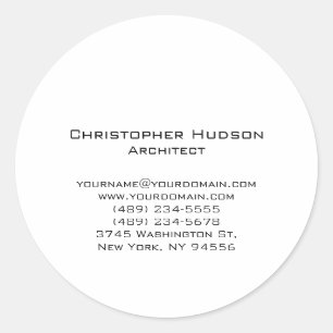 Black White Simple Plain Architect Classic Round Sticker