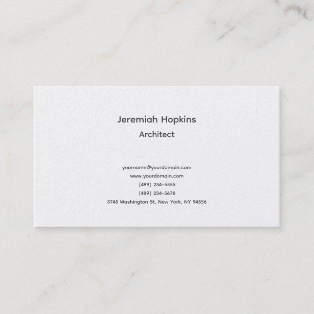 Black White Simple Plain Architect Premium Pearl Business Card (Front)