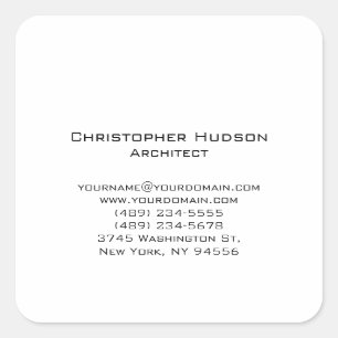Black White Simple Plain Architect Square Sticker