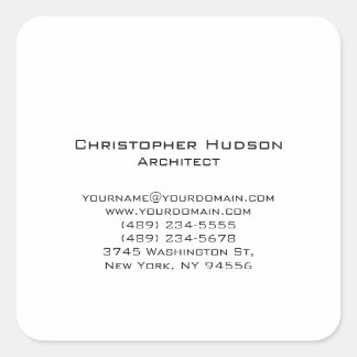 Black White Simple Plain Architect Square Sticker