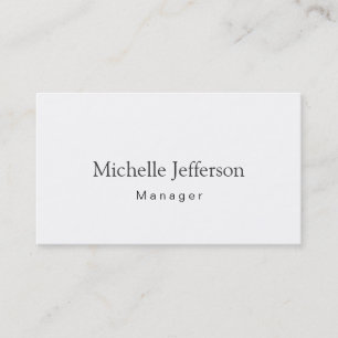 Black & White Simple Plain Manager Business Card