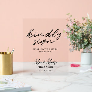 Black White Simple Script  Wedding Guest Book Sign