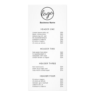 Black White Simple Service Menu Logo Price List