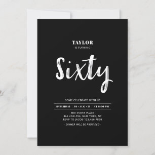 Black & White Simple Sixty 60th Birthday Party Inv Invitation