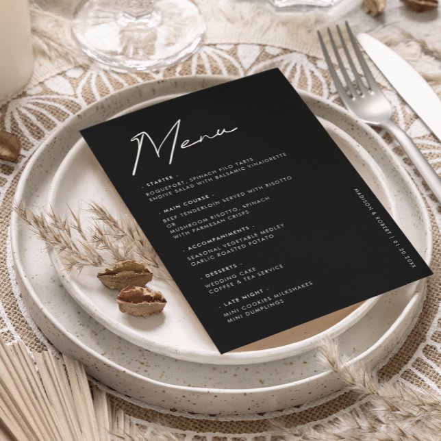Black White Simple Typography Wedding Table Menu (Creator Uploaded)